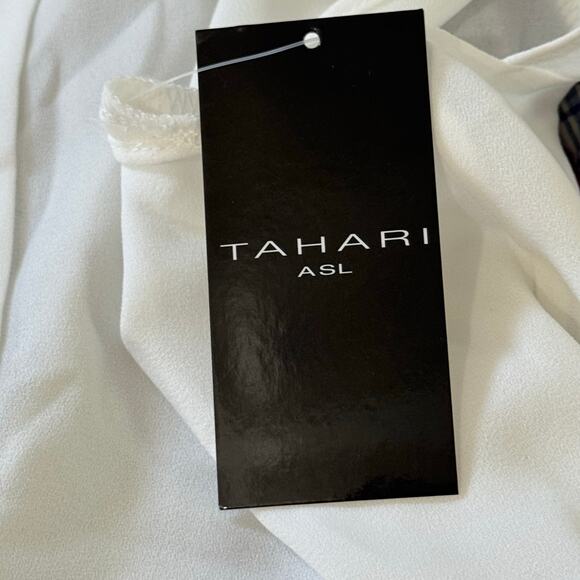 TAHARI ASL CAP SLEEVE PLEAT FRONT CAREER BLOUSE IN IVORY NWT WOMEN'S SIZE LARGE - Picture 13 of 16